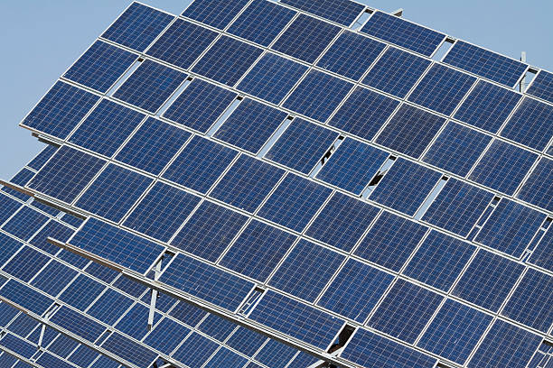 Solar Power Plant Solar Photovoltaic Power Generation Plant and its Solar Panels. heliostat photos stock pictures, royalty-free photos & images