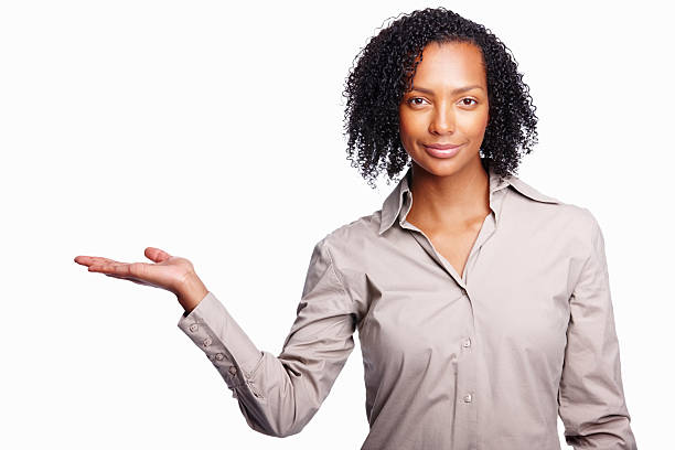 istock Woman presenting your product 184598030