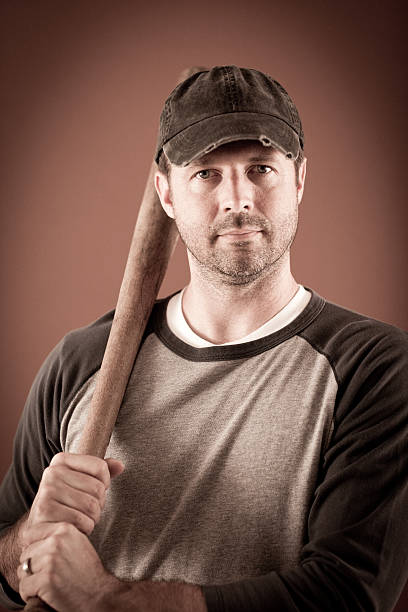 istock Vintage Baseball Player in Batting Stance with Bat 184598327