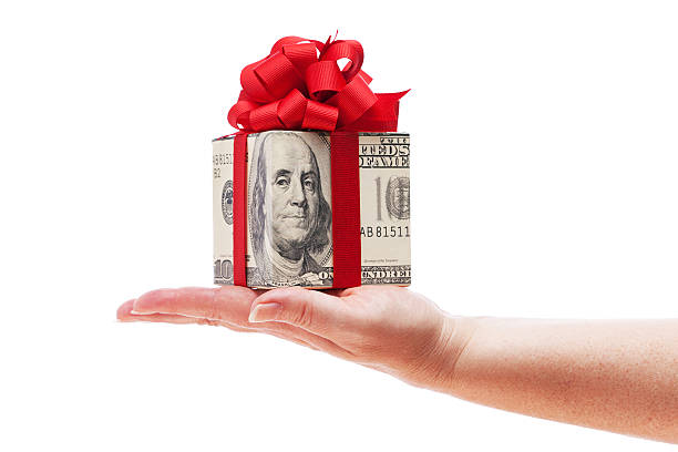 istock Currency Money Gift Box Container for Christmas on White Background 184598819