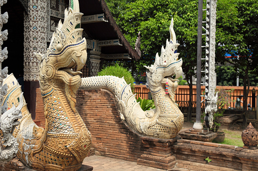 Naga at Wat Lok Molee Buddhist temple in Chiangmai, Thailand