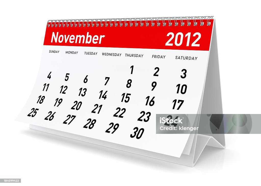 De novembre 2012-calendrier - Photo de 2012 libre de droits