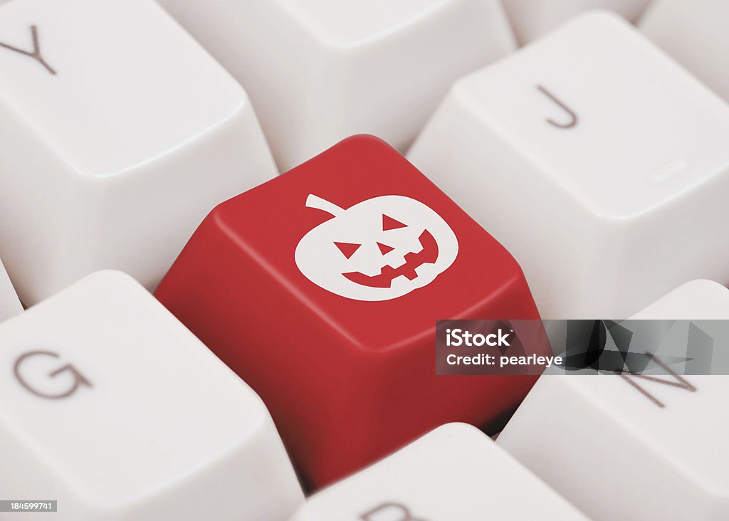 Haloween Key Computer Key with haloween pumpkin icon Celebration Event Stock Photo