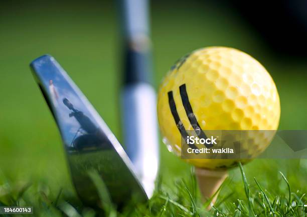 Ready To Hit Golfball Stock Photo - Download Image Now - Backgrounds, Blue, Business