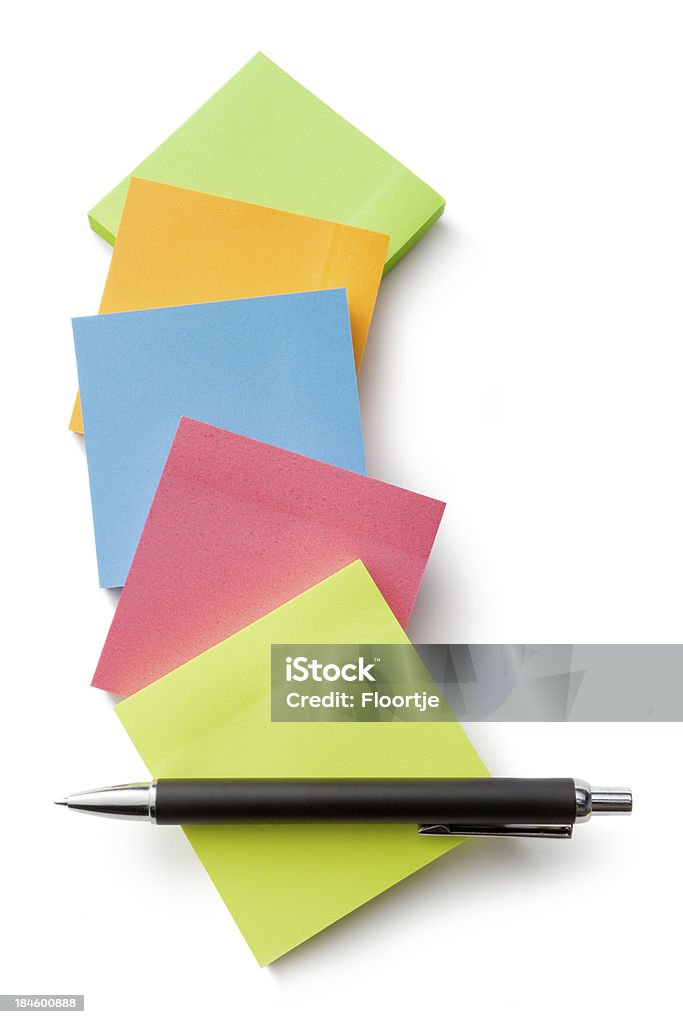 Oficina: Adhesivo de notas, bolígrafo - Foto de stock de Artículo de papelería libre de derechos