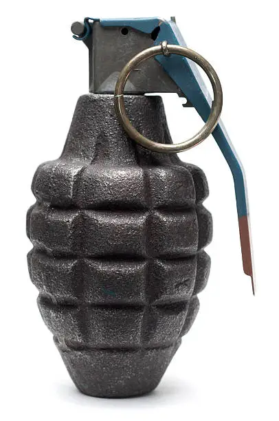Military grenade isolated on a white background.