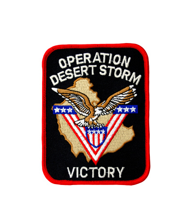 Operation Desert Storm Victory Patch isolated on white with clipping path. Memorial patch honoring war veterans.