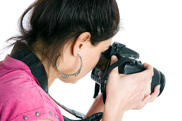 istock Woman photographer with camera 184601489