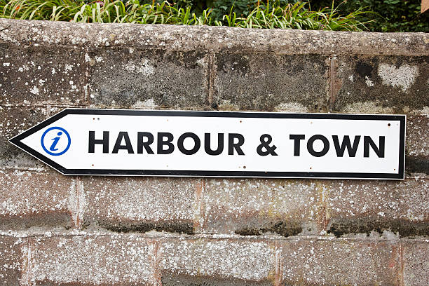 istock Information sign for harbour and town 184601545
