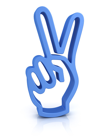 3d render. Blue peace symbol isolated white background.