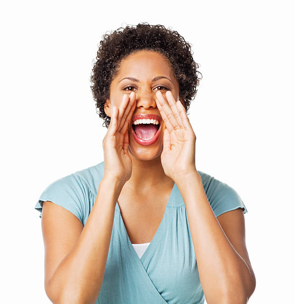 istock Beautiful Woman Shouting to the Camera - Isolated 184602748