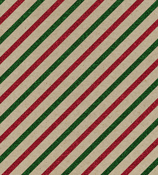 papel pardo com vermelho e verde com listras com glitter - papel de presente de natal - fotografias e filmes do acervo
