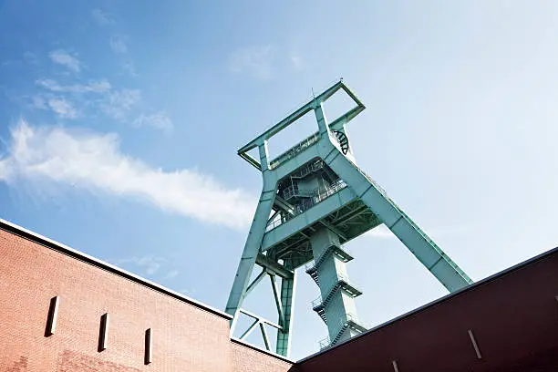 mine shaft of former coal mine in Bochum, Germany, now museum about mining, Bergbaumuseum Bochum,
