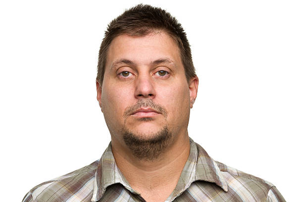 homem sério fotografia de arquivo policial - portrait human face men overweight imagens e fotografias de stock