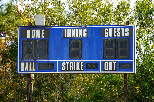 Scoreboard on a baseball field