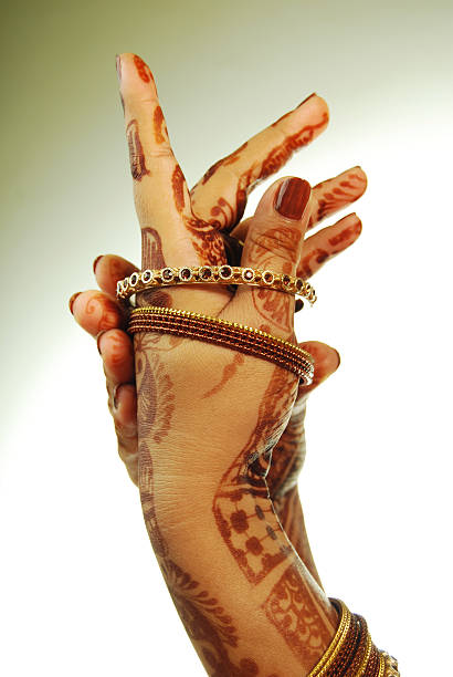 istock Henna(Mehandi) and bangles - Indian Bride's hand 184604725