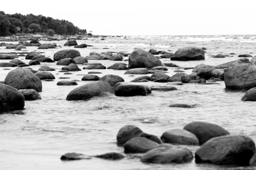 The Baltic Sea stony beach in Kaltene