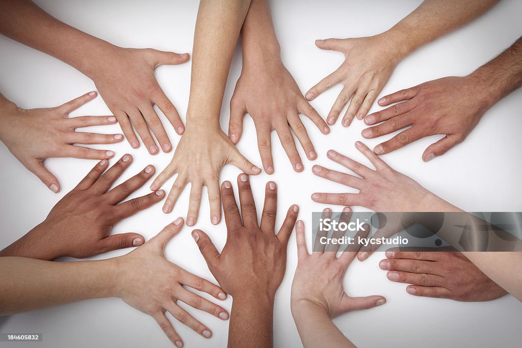 12 hands chaos High angle view of a group of hands in different directions. Horizontal format.See similar images: High Angle View Stock Photo