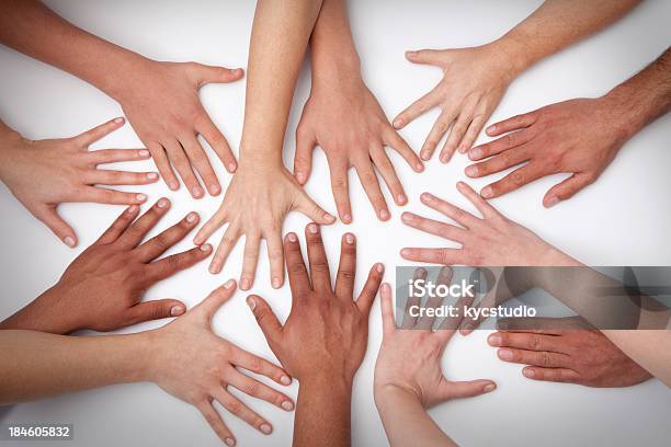 12 Hands Chaos Stock Photo - Download Image Now - High Angle View, Reaching, Sea Of Hands
