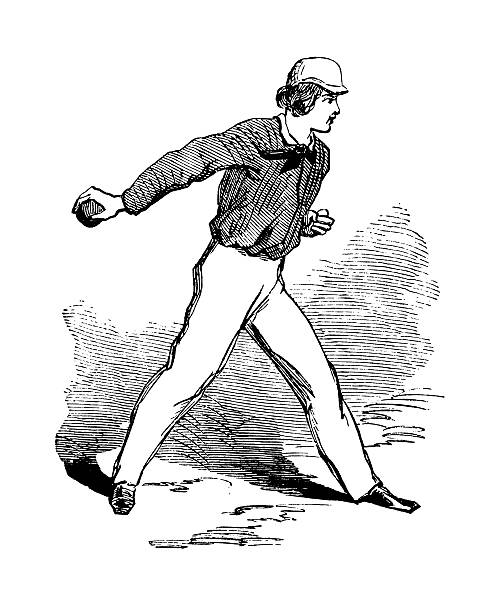 Baseball pitcher | Antique Sports Illustrations Antique illustration of a baseball pitcher. Published in American baseball cage stock illustrations