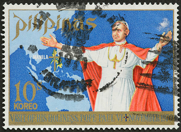 istock Pope Paul VI on a  Philippine postage stamp 184606730