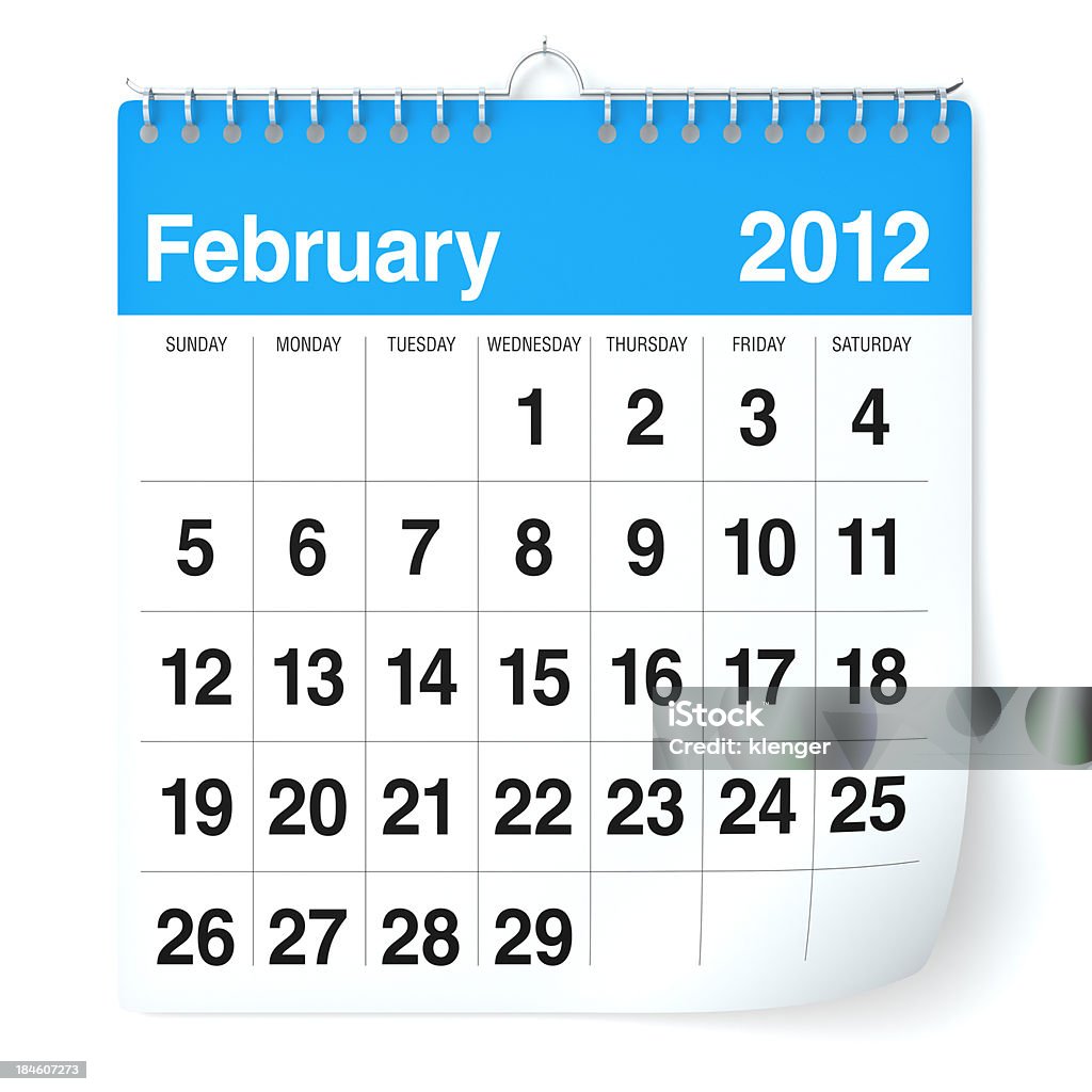 2012 년 2월-Calendar - 로열티 프리 0명 스톡 사진
