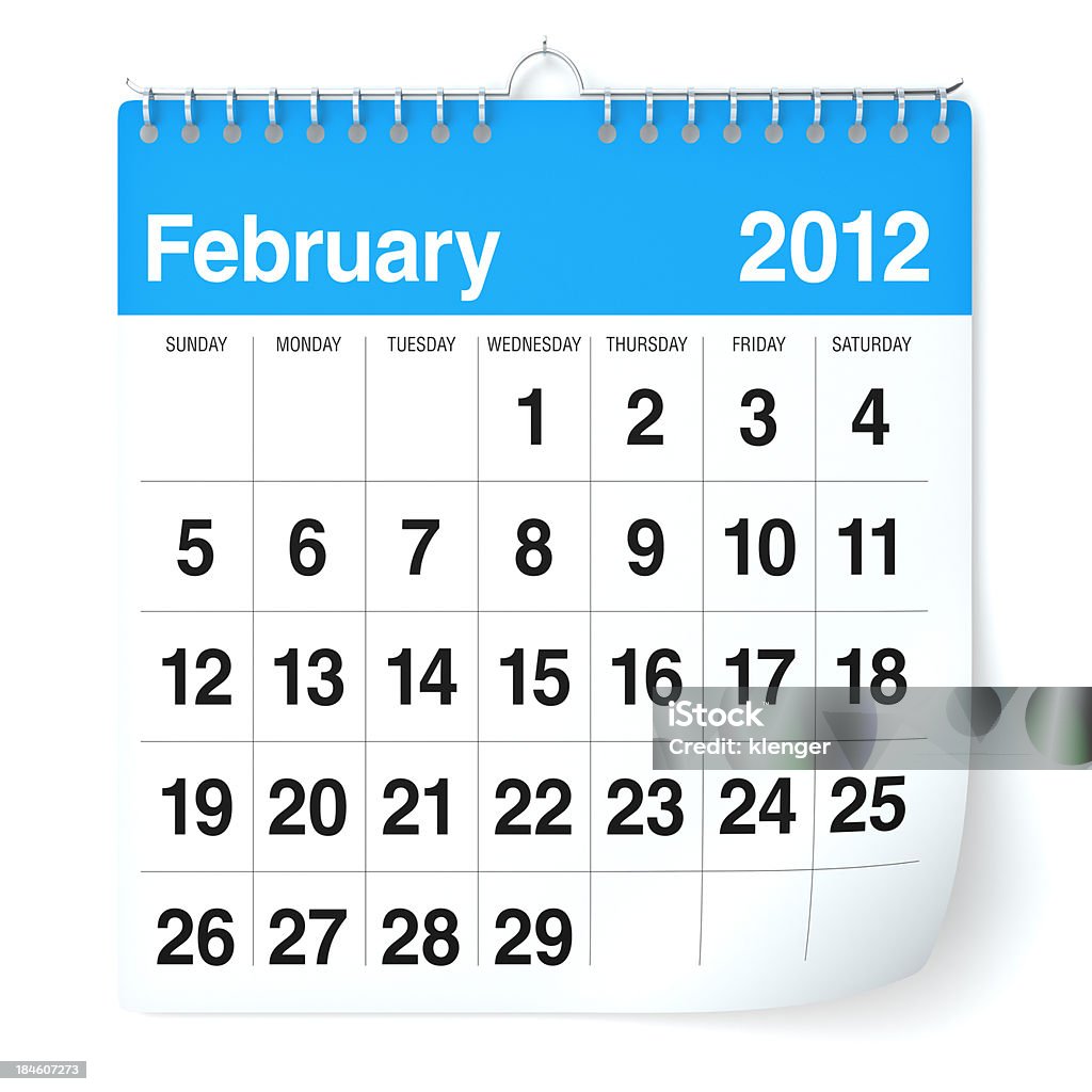 De fevereiro de 2012-calendário - Foto de stock de 2012 royalty-free