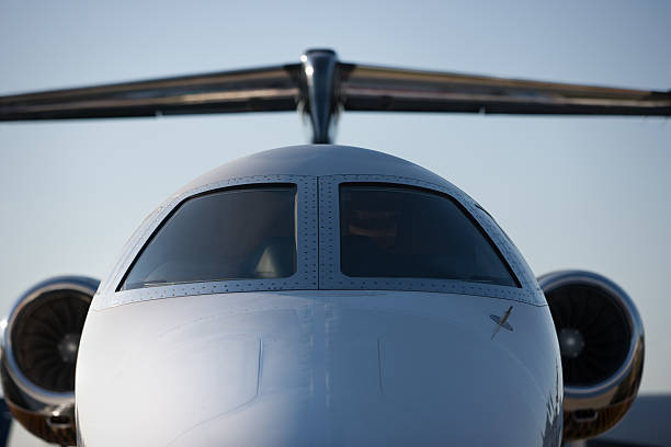 istock Close front view of corporate Jet 184607411