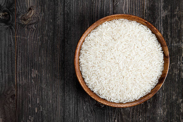 Rice in a wooden bowl