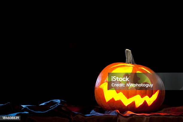 Halloween Pumpkin Stock Photo - Download Image Now - Autumn, Black Background, Carving - Craft Product