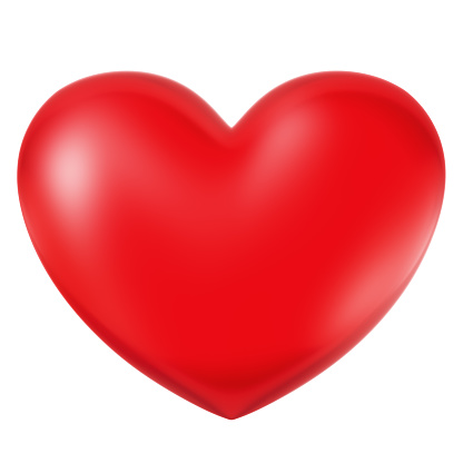 Red heart 3d model background isolated. Clipping path included.