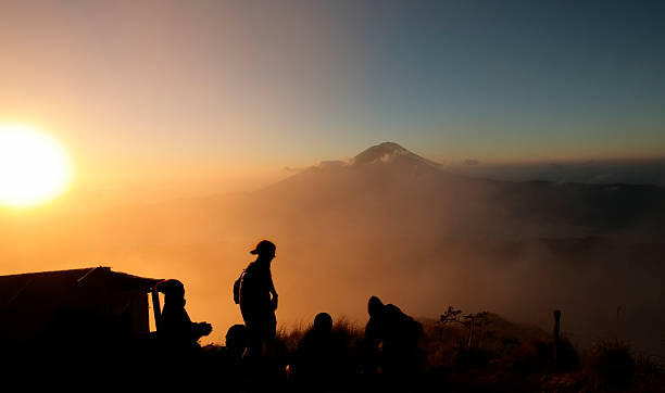 Sunrise at Mt Batur stock photo
