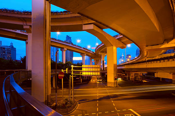 istock Urban highway viaducts at night 184609187