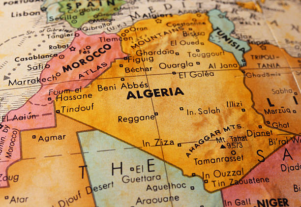 Algeria on the Map A horizontal map image of Algeria algeria stock pictures, royalty-free photos & images