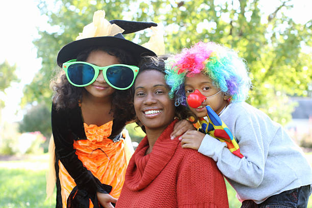 halloween family halloween family clown photos stock pictures, royalty-free photos & images