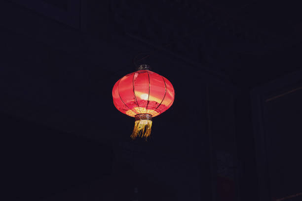 istock Red chinese lantern in night sky 1846097856
