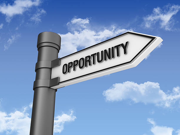 istock Directional Sign with OPPORTUNITY and Sky 184609793