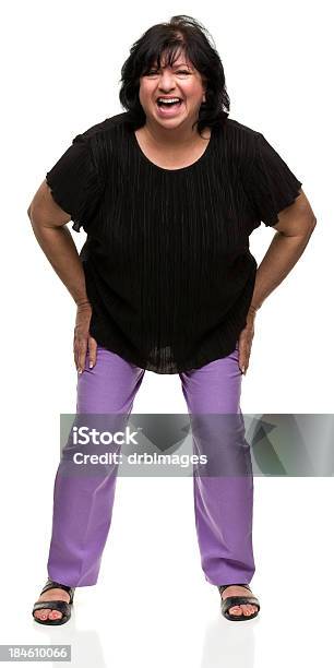 Foto de Hysterical Mulher e mais fotos de stock de Fundo Branco - Fundo Branco, Mulheres, 50 Anos