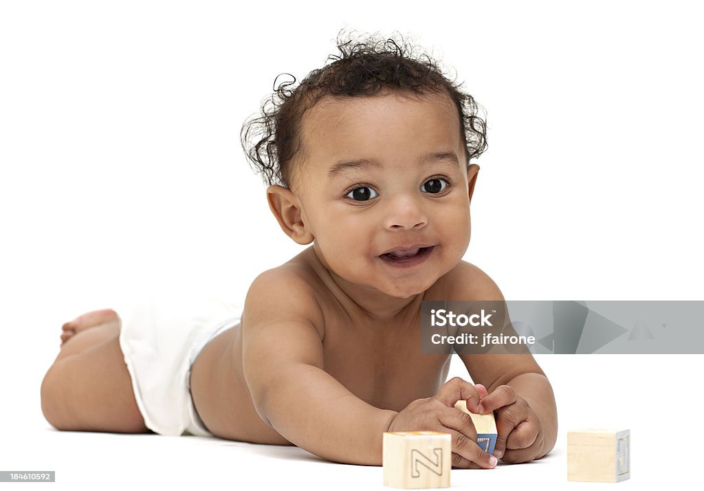 Bambino afro-americano con blocchi - Foto stock royalty-free di Bebé