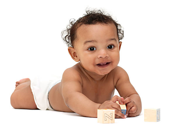 Bambino afro-americano con blocchi - foto stock