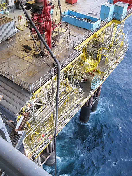 The blowout preventer deck and production decks of an offshore production platformmore images at: