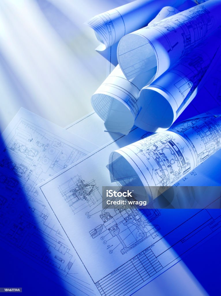 Blueprint Stock Blue Blueprints Stock Photo - Download Image Now - Architect, Blue ...