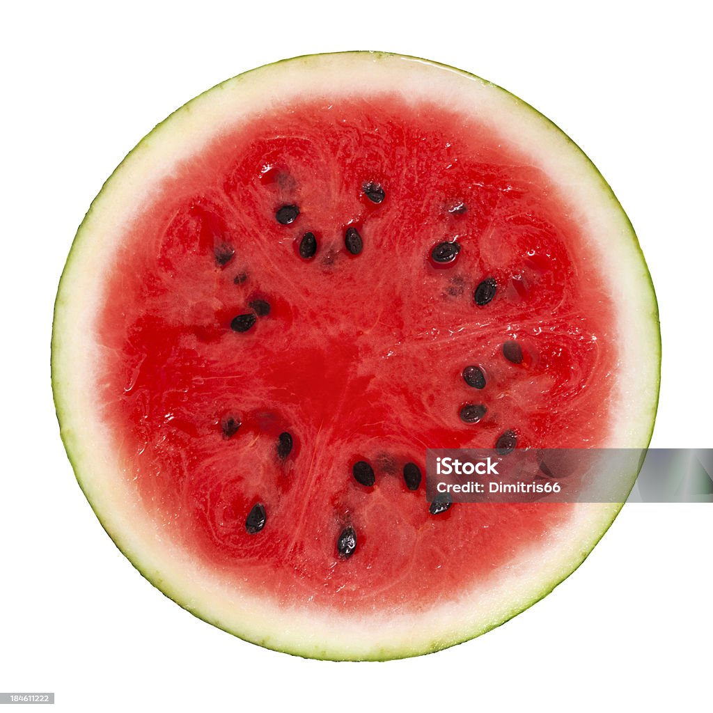 Cross section of ripe watermelon with black seeds Cross Section of a watermelon on white background. Clipping path included.Related watermelon pictures: Watermelon Stock Photo