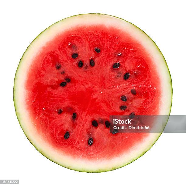 Cross Section Of Ripe Watermelon With Black Seeds Stock Photo - Download Image Now - Watermelon, Slice of Food, Cut Out