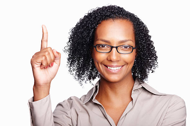 istock Woman pointing upward 184611490