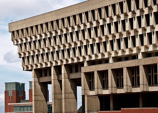 New City Hall, Boston, Massachusetts: Betão Brutalism estilo Arquitetura - fotografia de stock