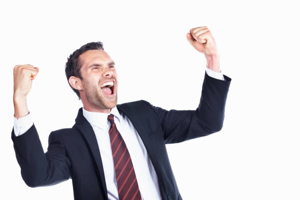 istock Business man enjoying success 184612368