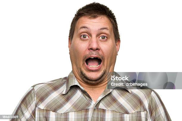 Shocked Man Stock Photo - Download Image Now - Lumberjack Shirt, Overweight, 30-39 Years