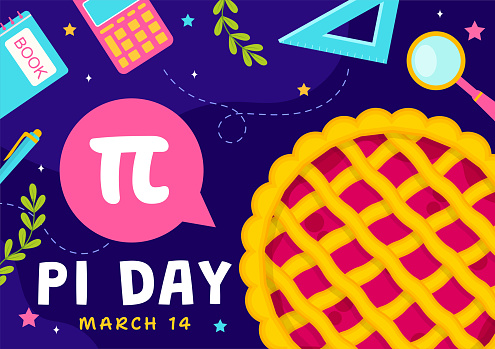 Happy Pi Day Vector Illustration on 14 March with Mathematical Constants, Greek Letters or Baked Sweet Pie in Holiday Flat Cartoon Background