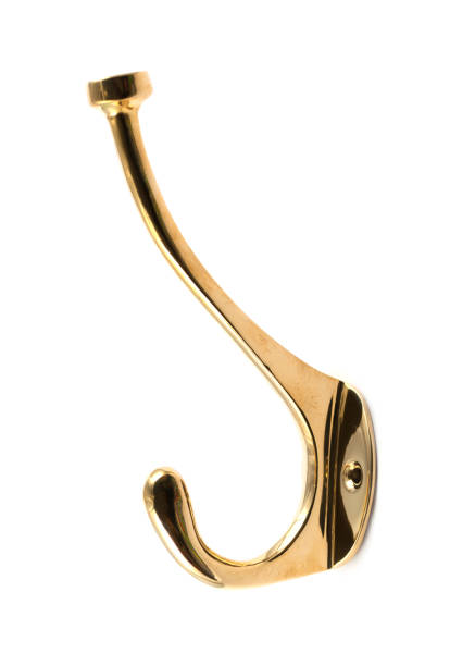 istock Brass clothing hook isolated on white 184613761